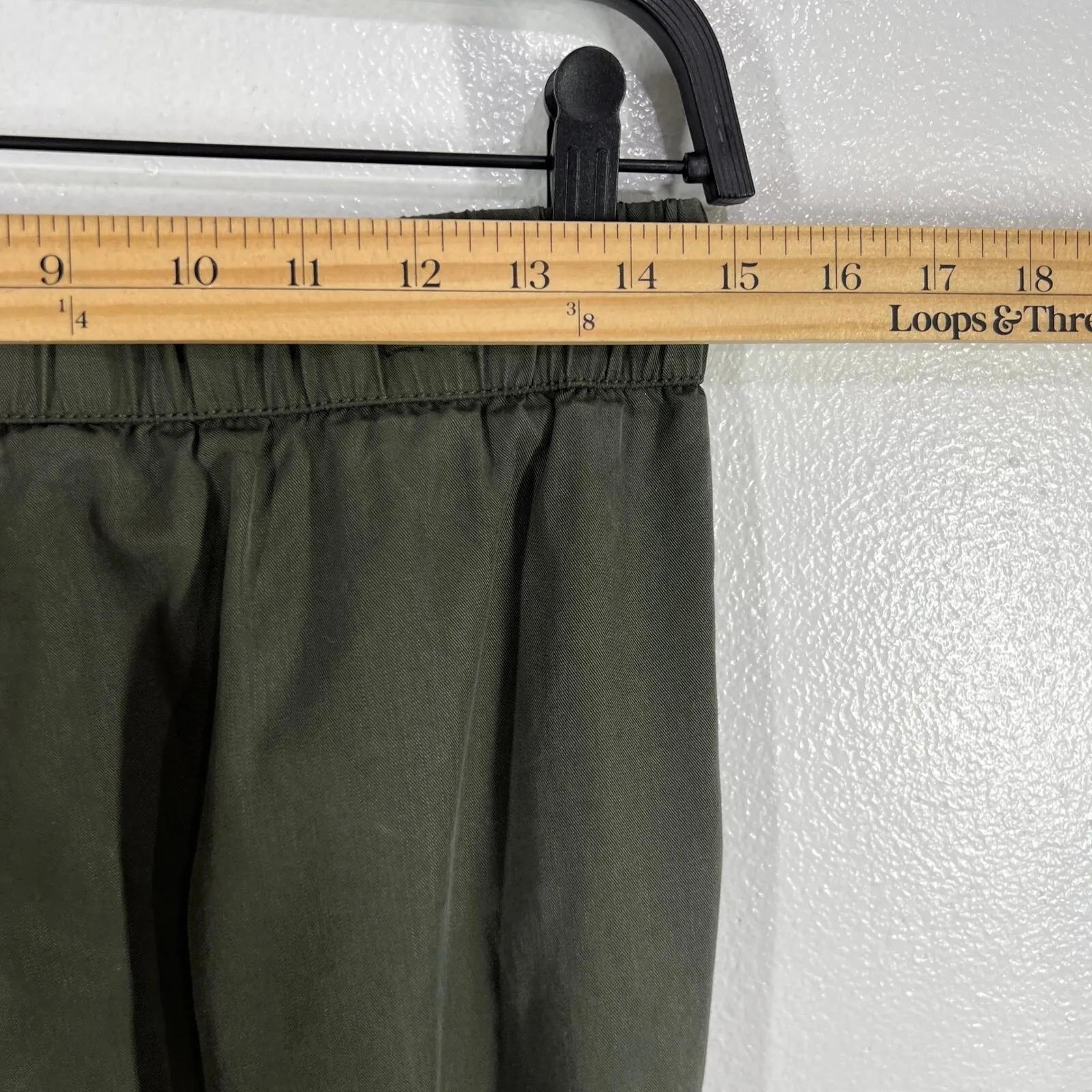 Gap Olive Green Lyocell Cargo Pants Drawstring Pockets Casual Joggers‎ Small P - Image 7