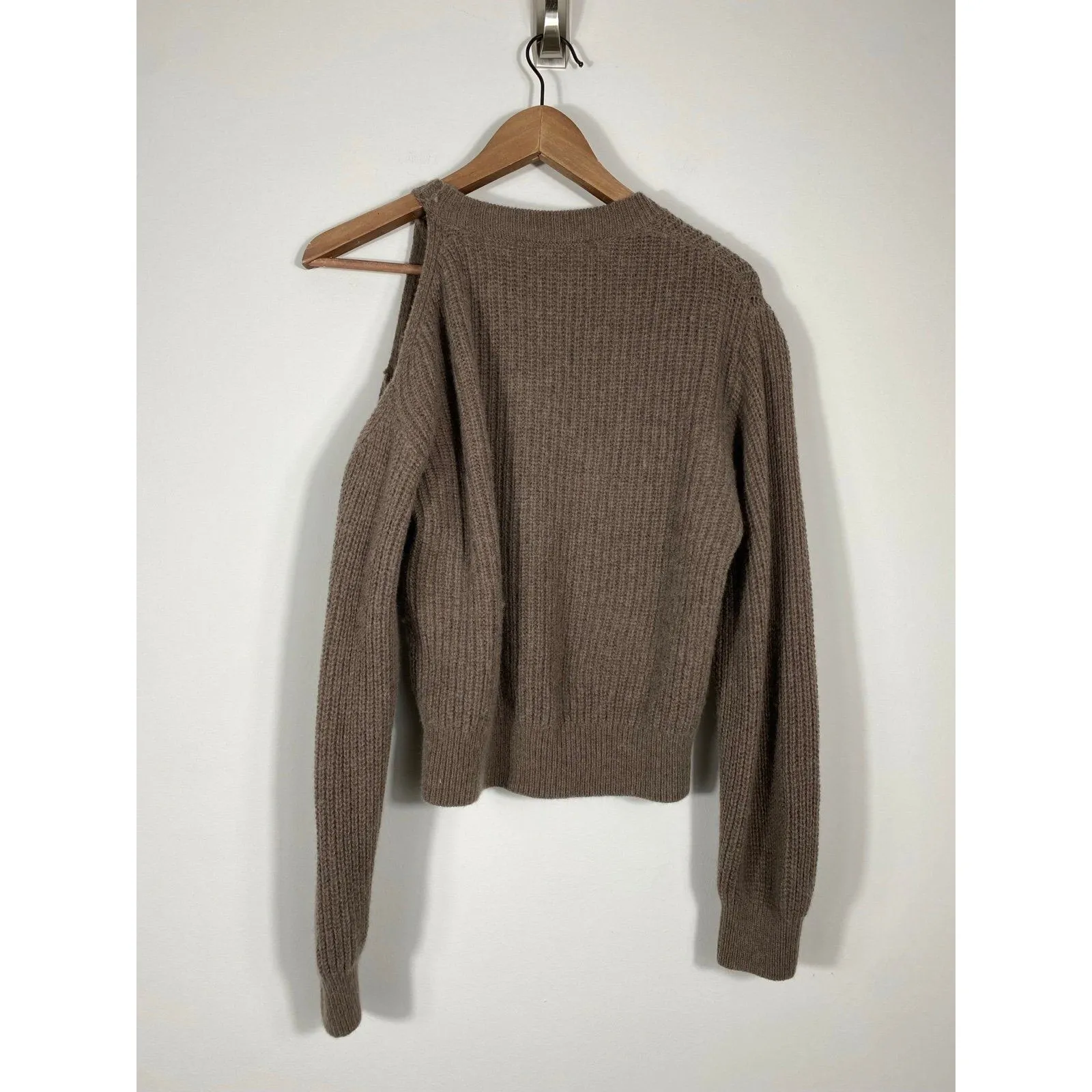 ASTR The Label Millicent Ribbed Cold Shoulder Sweater – Mushroom Brown (Size S - Image 3