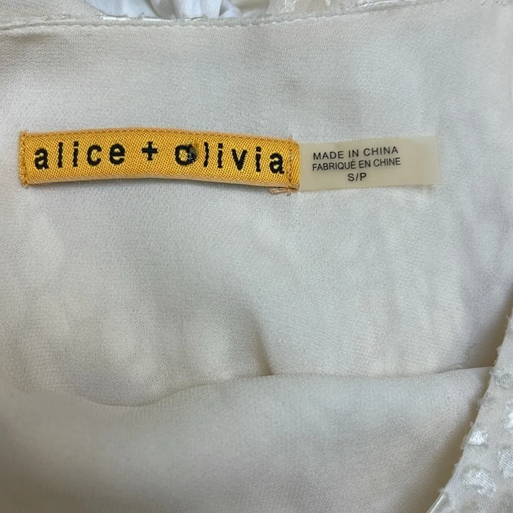 Alice + Olivia Cream Colored Long Sleeve Open Back Dress - Image 3