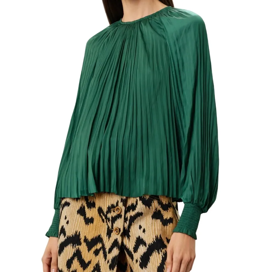 Ulla Johnson Aidy Long Sleeve Blouse in Green, Size US 12 - Image 2