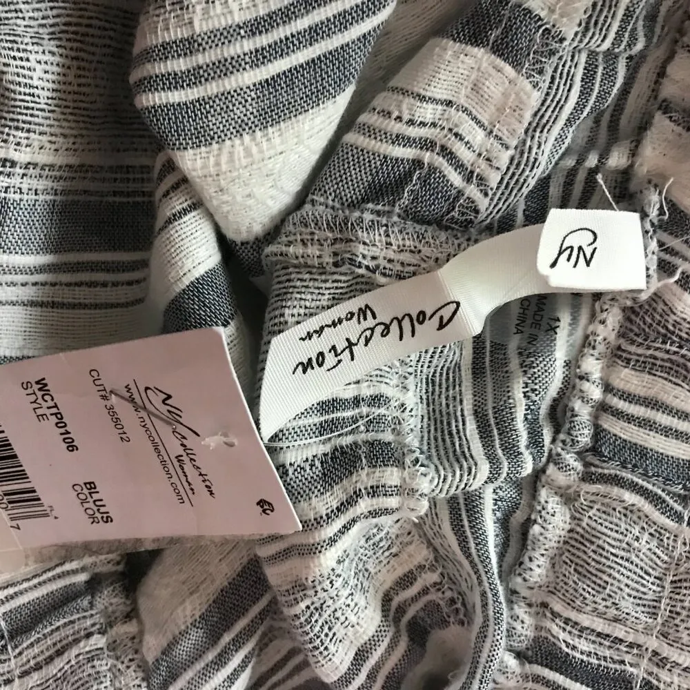 NY COLLECTION 100% Cotton Striped Pull On Casual NWT 1X - Image 11