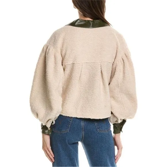 Crosby by Mollie Burch Gemma‎ Ivory Vegan Shearling Jacket Size M - Image 14