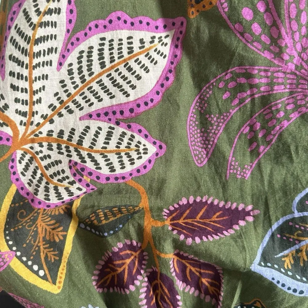 Farm Rio Blouse Top XS Green Jungle Fairy Boho Botanical Tropical Praire Resort - Image 13