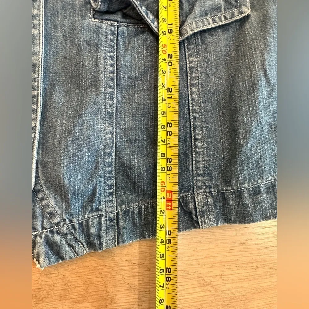 Hunt club VTG blue denim button down sleeveless western shirt vest size medium - Image 5