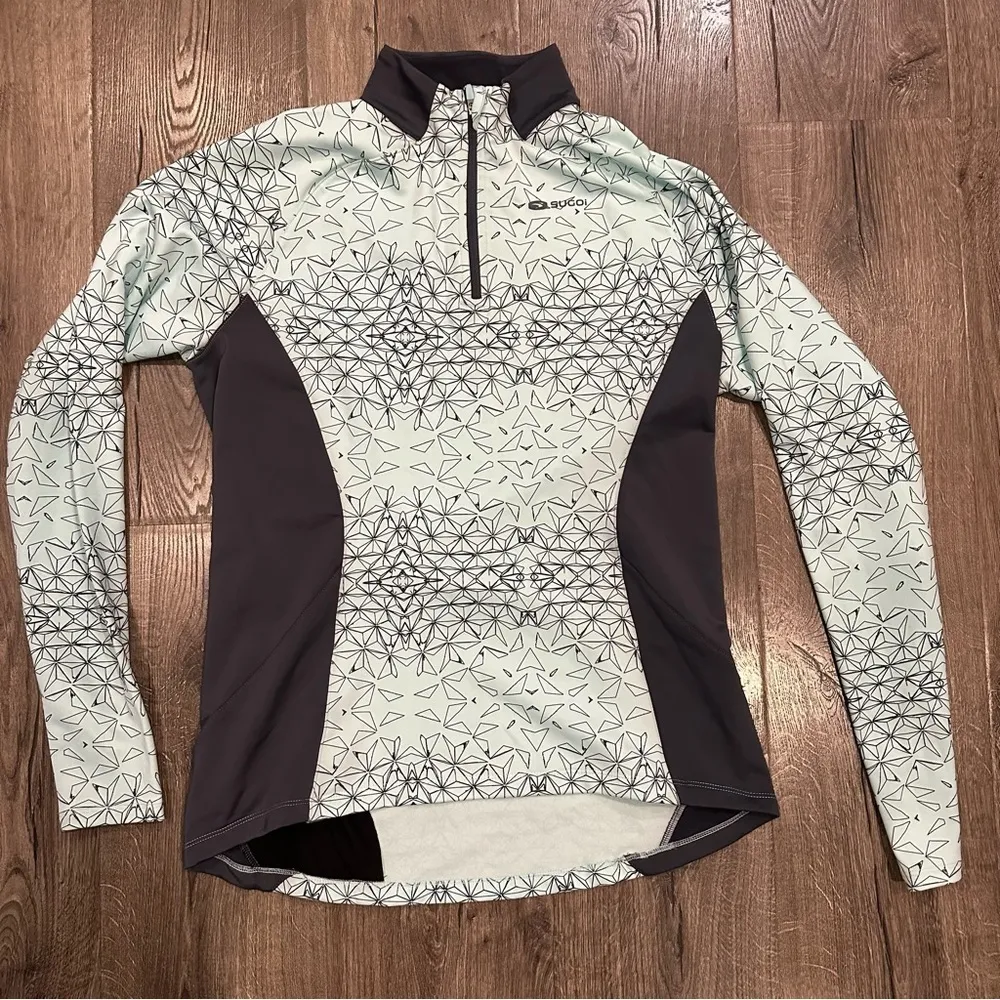 Sugoi Women’s Large Cycling Fleece Top Long Sleeve Aqua Midzero 1/4 Zip EUC Green - Image 11