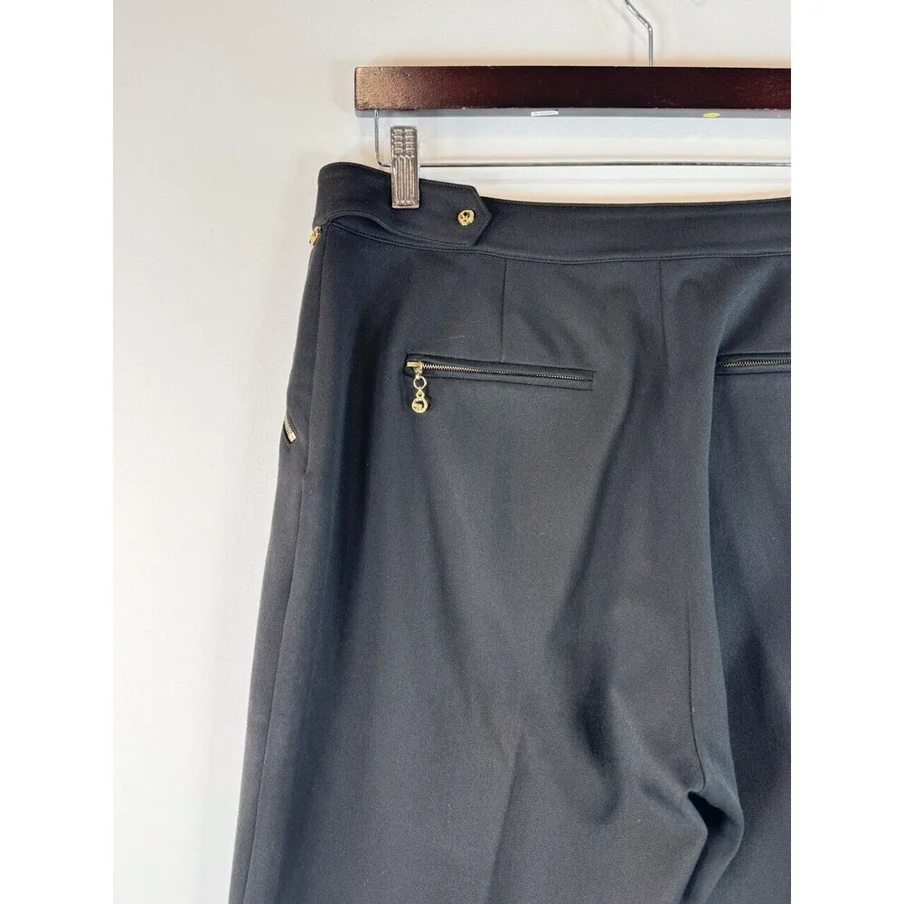 St John Sport Dress Pants Black High Waist Trouser Relaxed Fit Designer Size 10 - Image 10