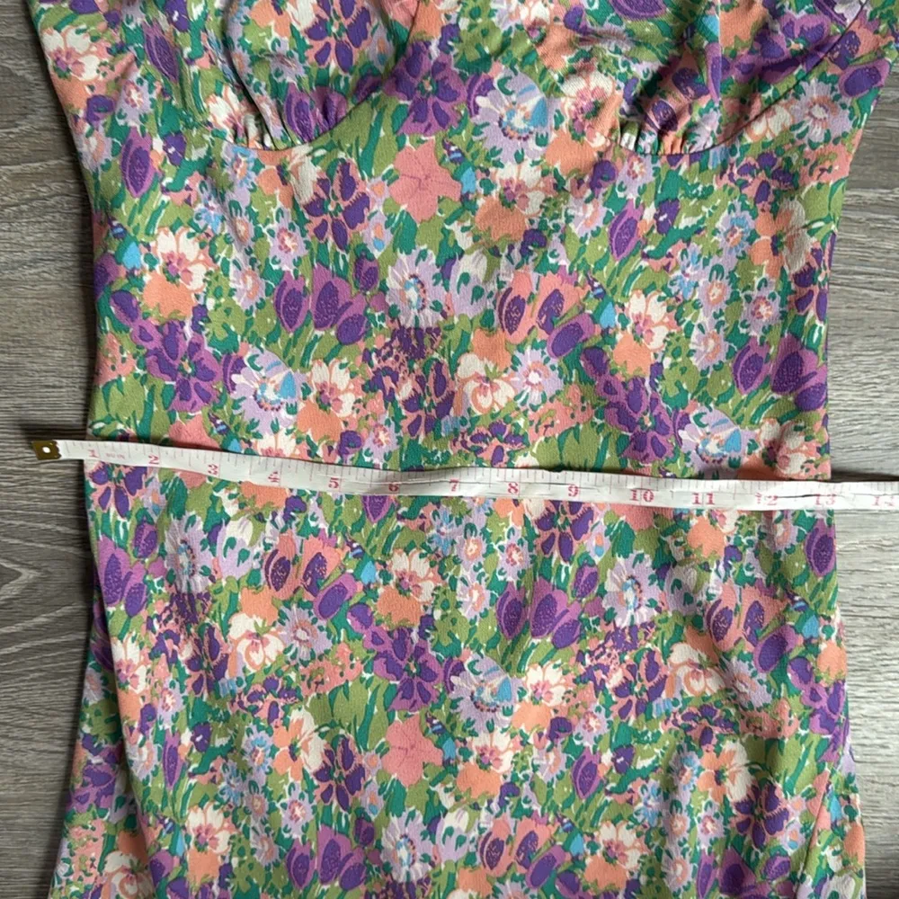 Astr The Label Floral Cross Back Ruffle Strap Midi Dress XS - Image 7