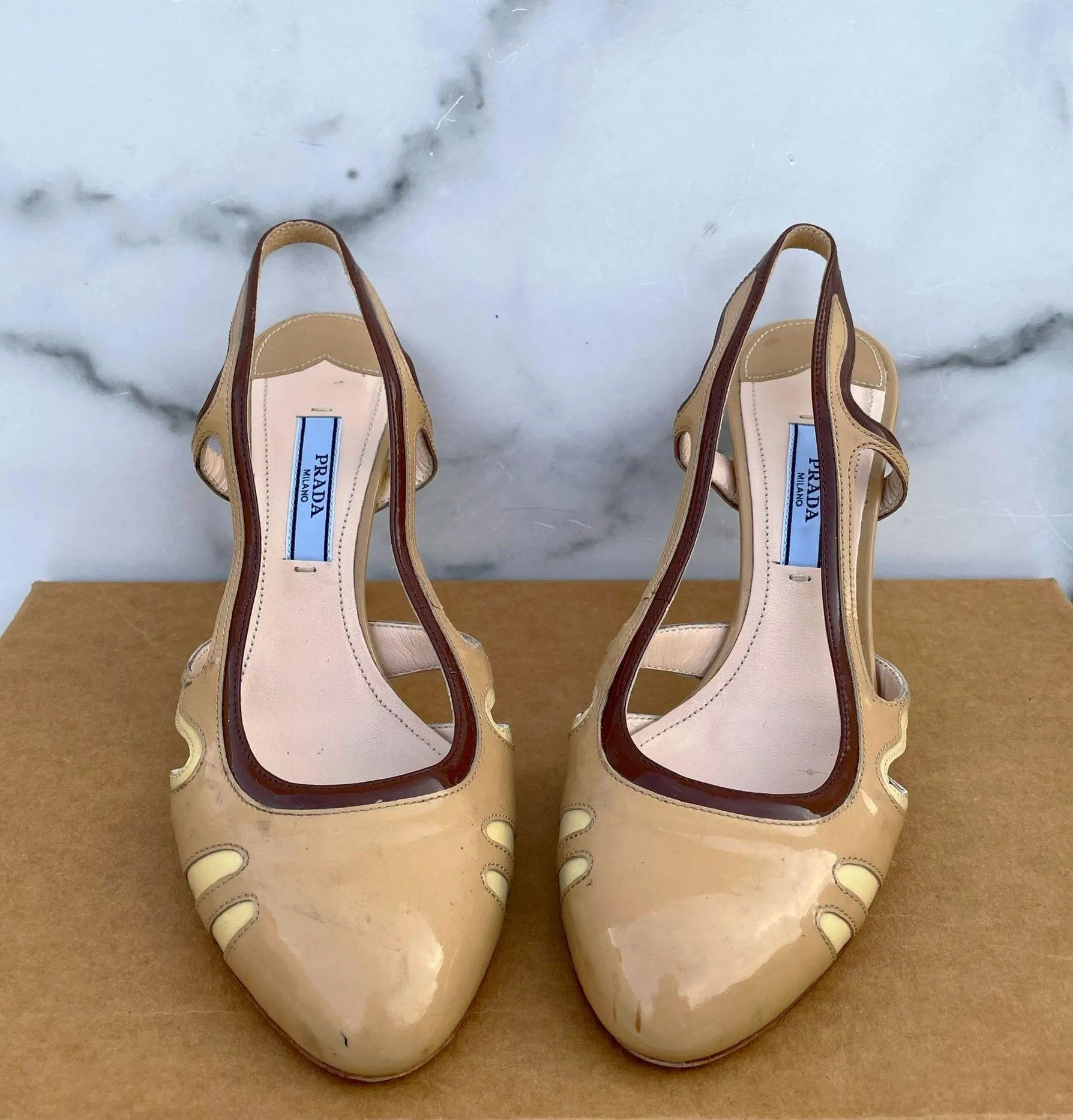 women’s patent leather cutout slingback pumps size 35.5 US 5.5 - Image 3