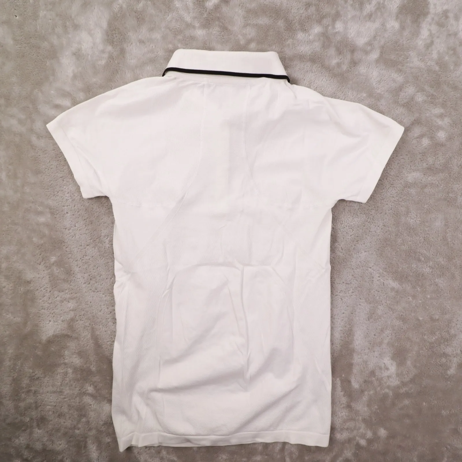 Athleta Momentum White Short Sleeve Quarter Zip Polo Shirt Women's Medium - Image 3