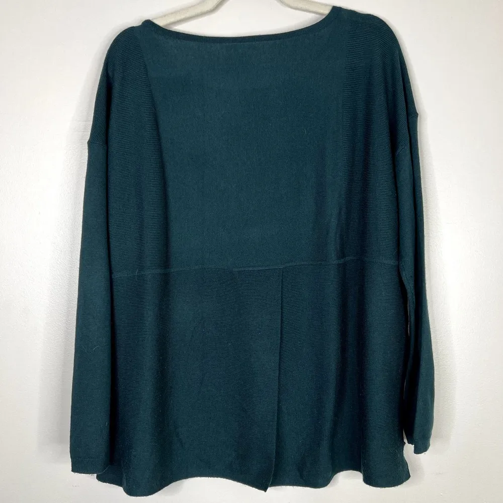 NYDJ Long Sleeve Split Back Slight Boatneck Soft Comfy Sweater Ribbed Detail Lg - Image 8