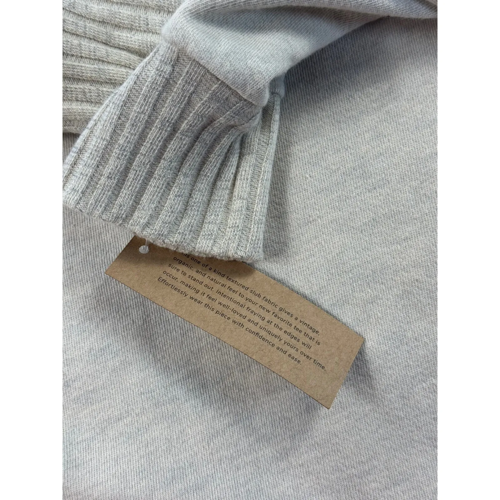 Project Social T Beige Ribbed Collar Quarter Zip Pullover Sweatshirt Small - Image 7