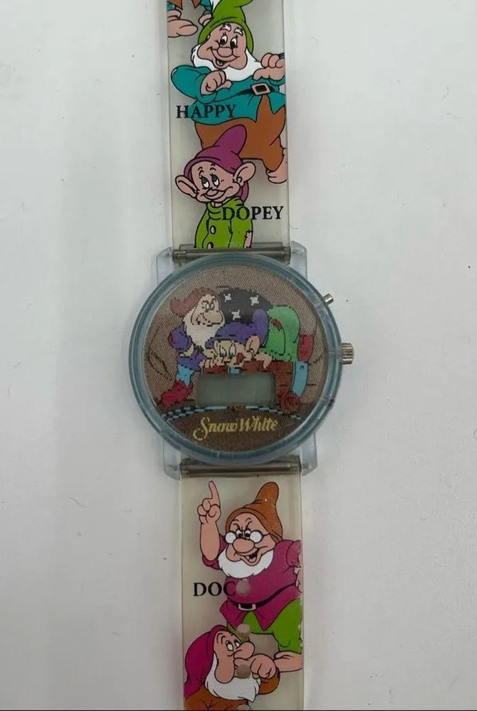 VINTAGE DISNEY Watch Snow White Seven Dwarfs Y2K 90s Adjustable Needs Battery - Image 5