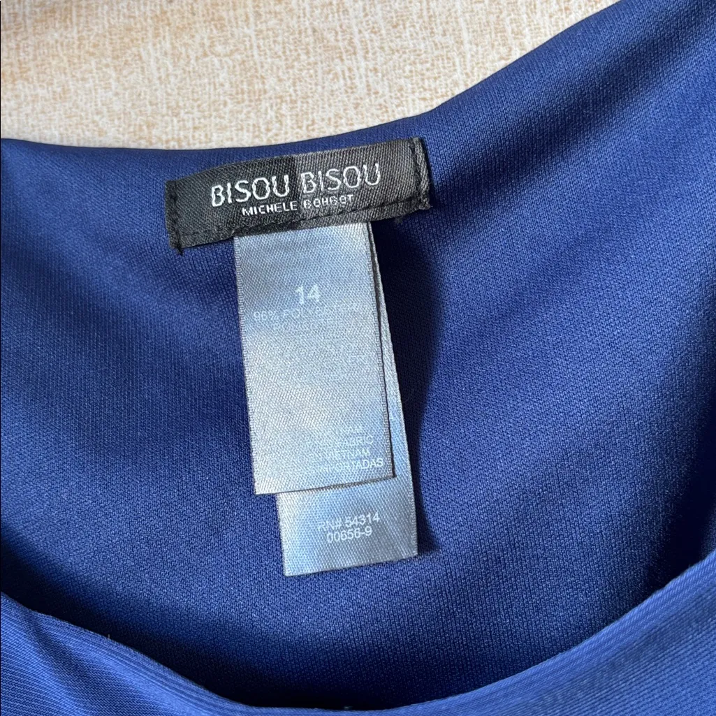 FINAL MARKDOWN Bisou Bisou Royal Blue Ruched Long Sleeve Dress 14 - Image 4