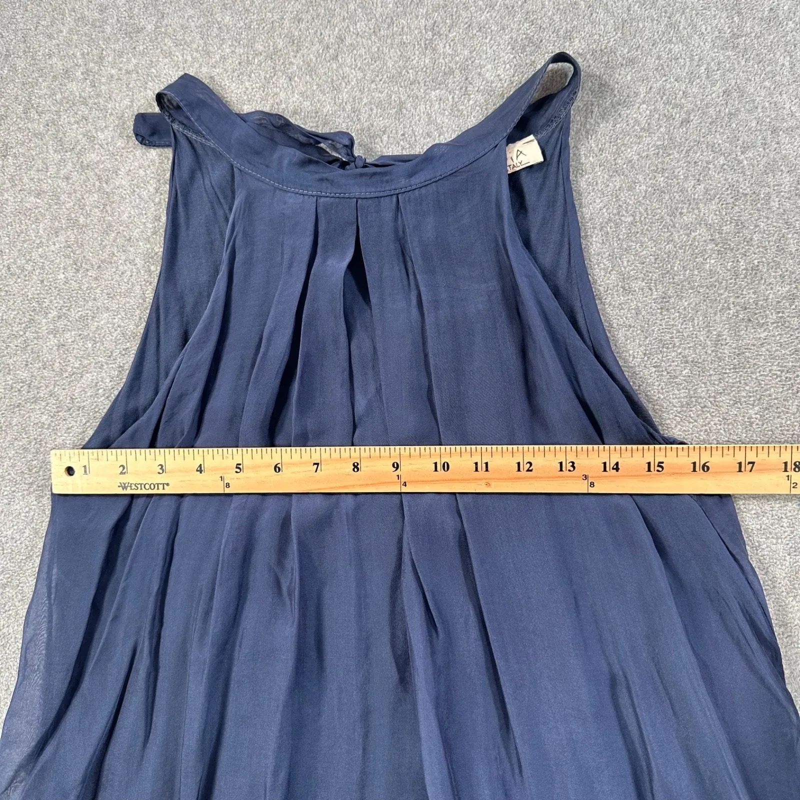 Sofia Blue Pleated Tunic Tank Top Women's Small Navy Blue Made in Italy New - Image 3