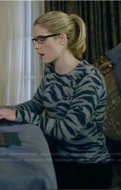 See by Chloe Grey Melange Zebra Animal Print Striped Crewneck Wool Sweater Small - Image 2