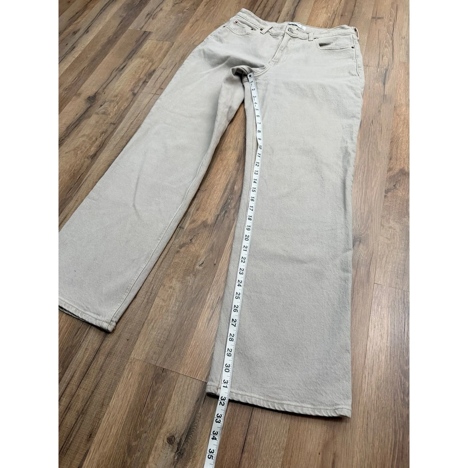 Abercrombie & Fitch The Baggy Low Rise Beige Jeans Women's 27/4R - Image 8