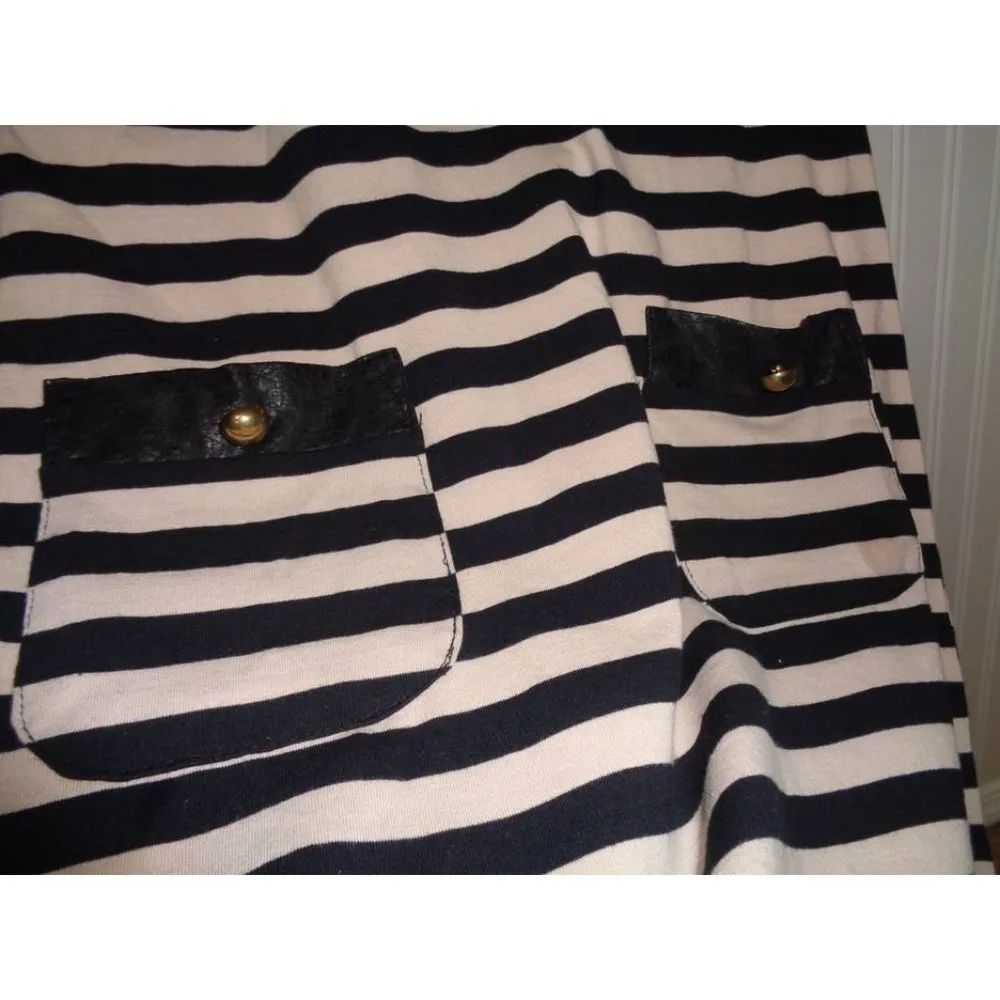 Monteau women's Medium striped Mini dress Leather Look Accent - Image 5