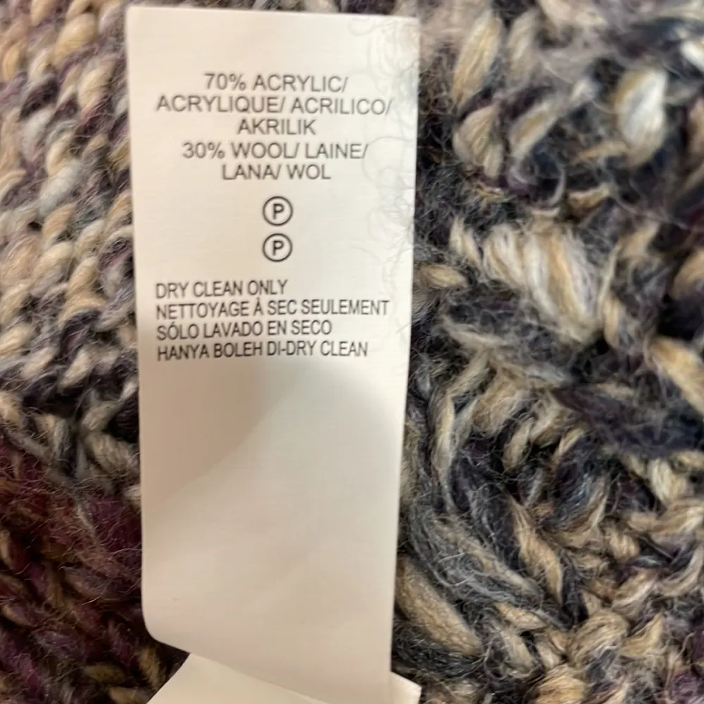 Marbled chunky knit crocheted layering open sweater with pockets and fringe - Image 7