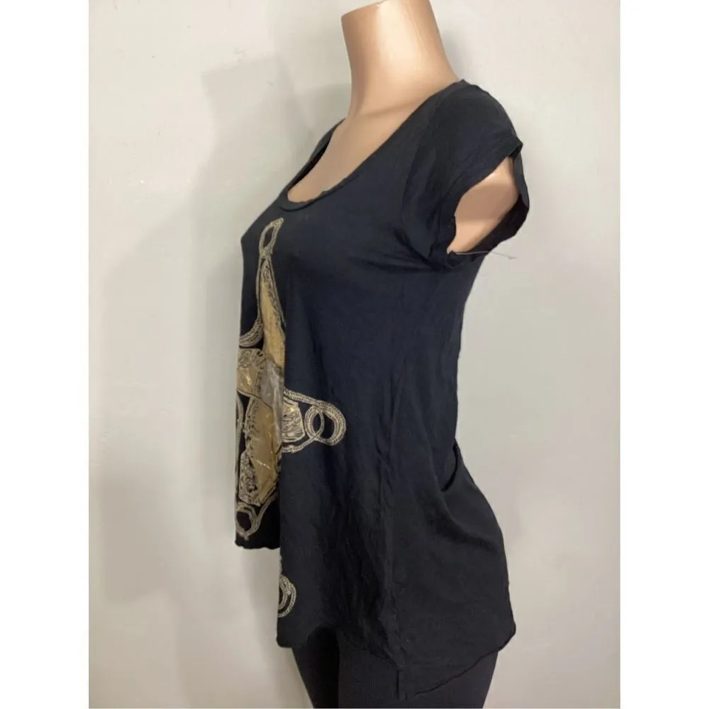 New. Lauren Moshi￼ black T-shirt with gold metallic sheriff star retails $110. s - Image 5