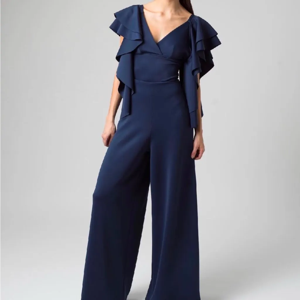 Karla Garzaro Elegant Navy Ruffle bodysuit Blue - Image 2