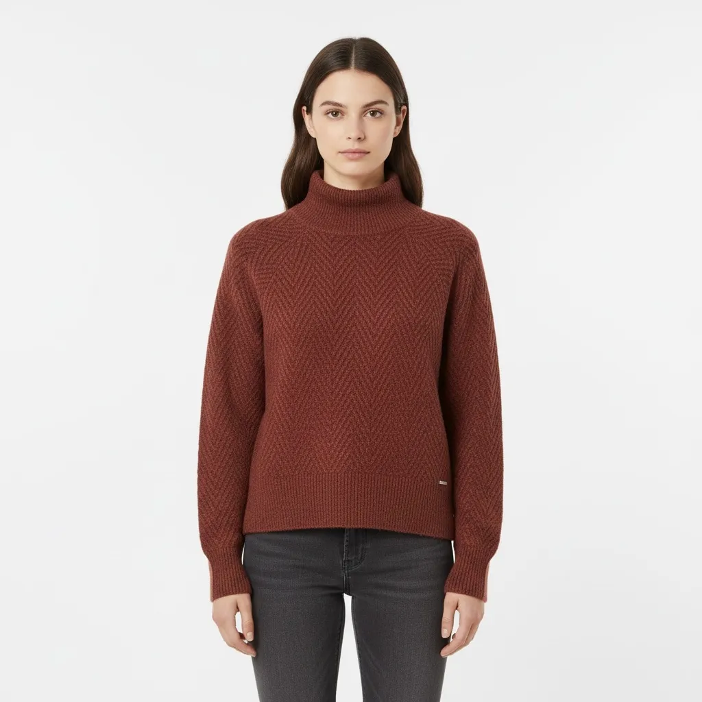 Abercrombie & Fitch Mock Neck Rust Sweater - Image 2