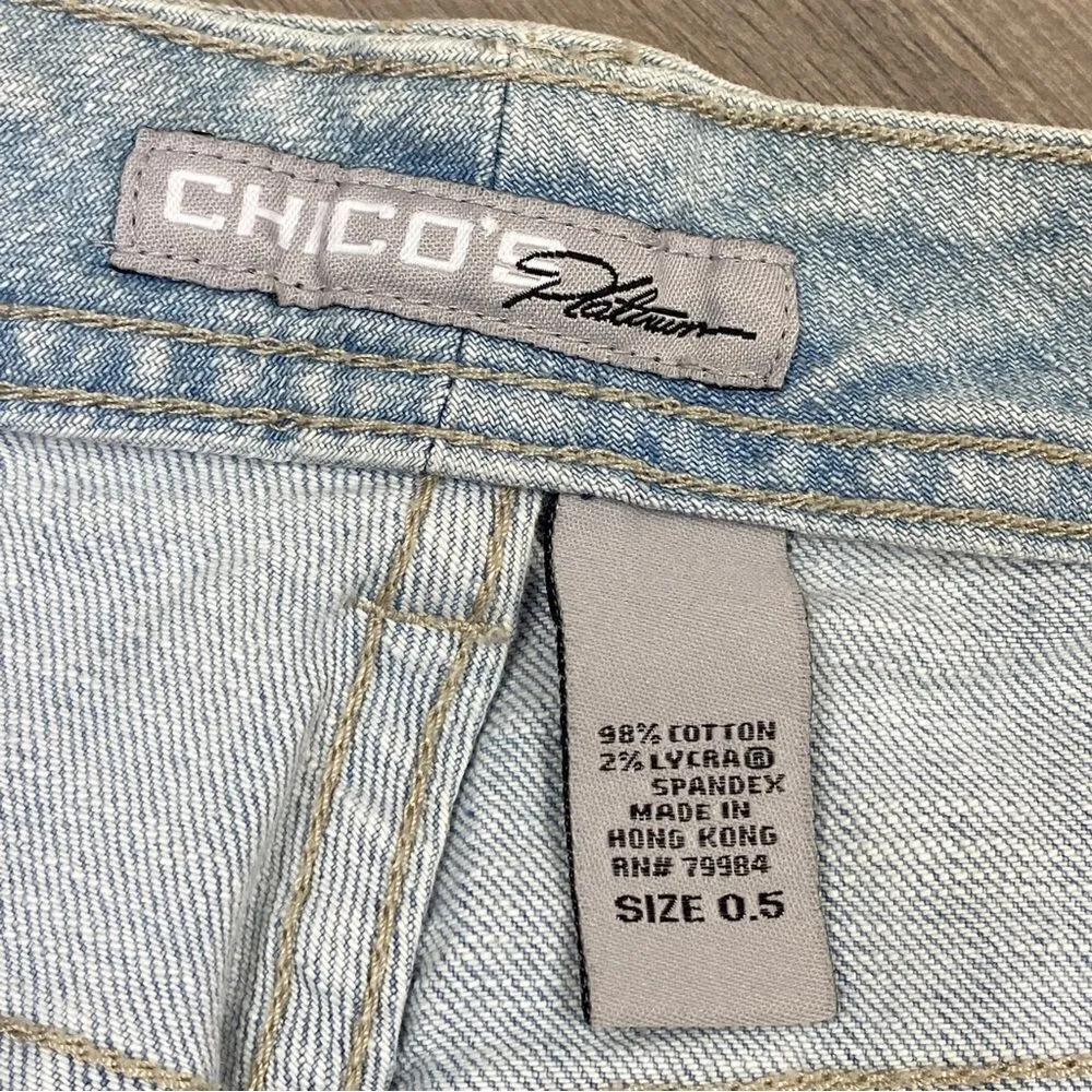 Chico’s Platinum Radiant Crop Rhinestone Pocket Capri Jeans Blue 6 - Image 7