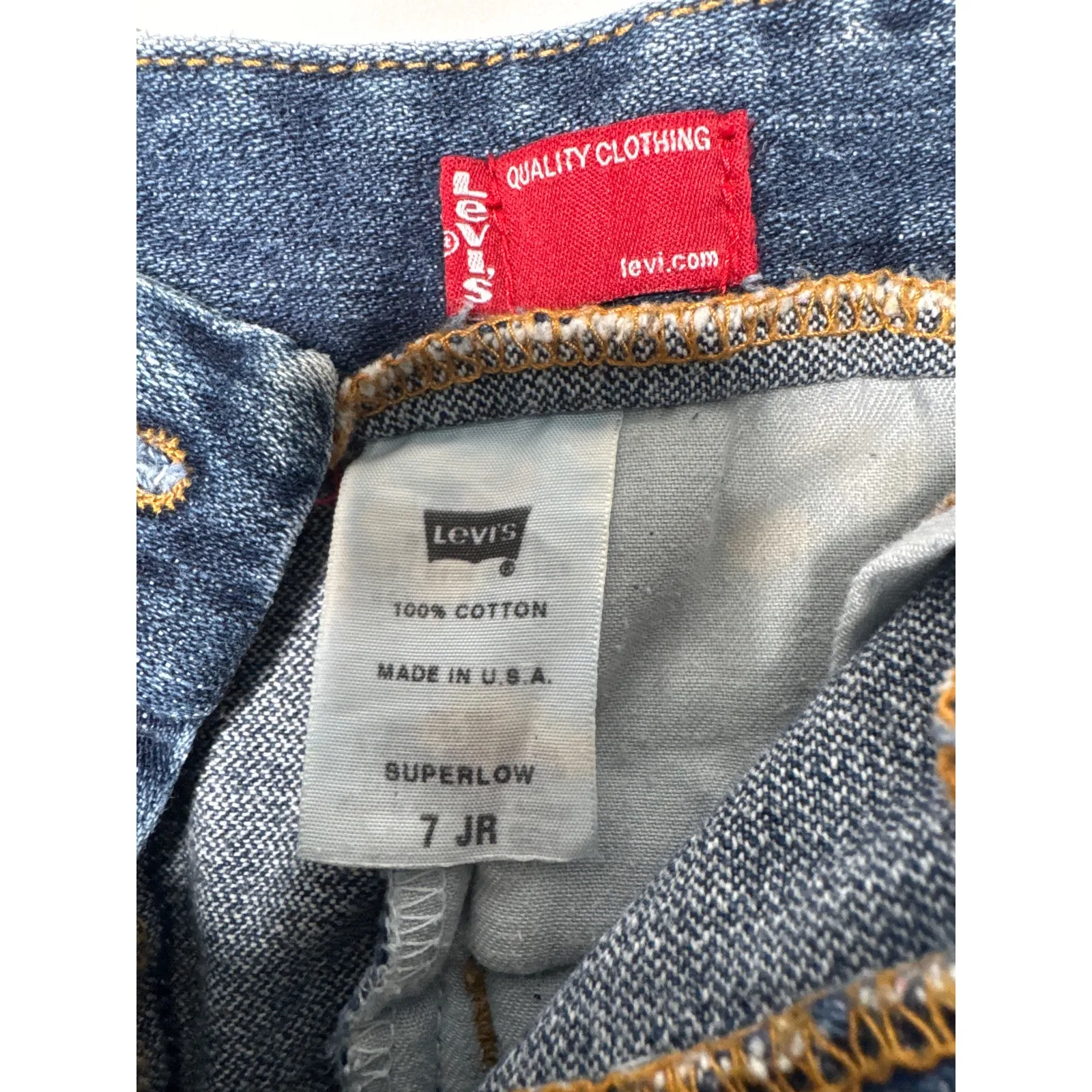 Vintage Levi’s Denim Skirt Superlow Made in USA Y2K zipper slit sides waist 33" - Image 11