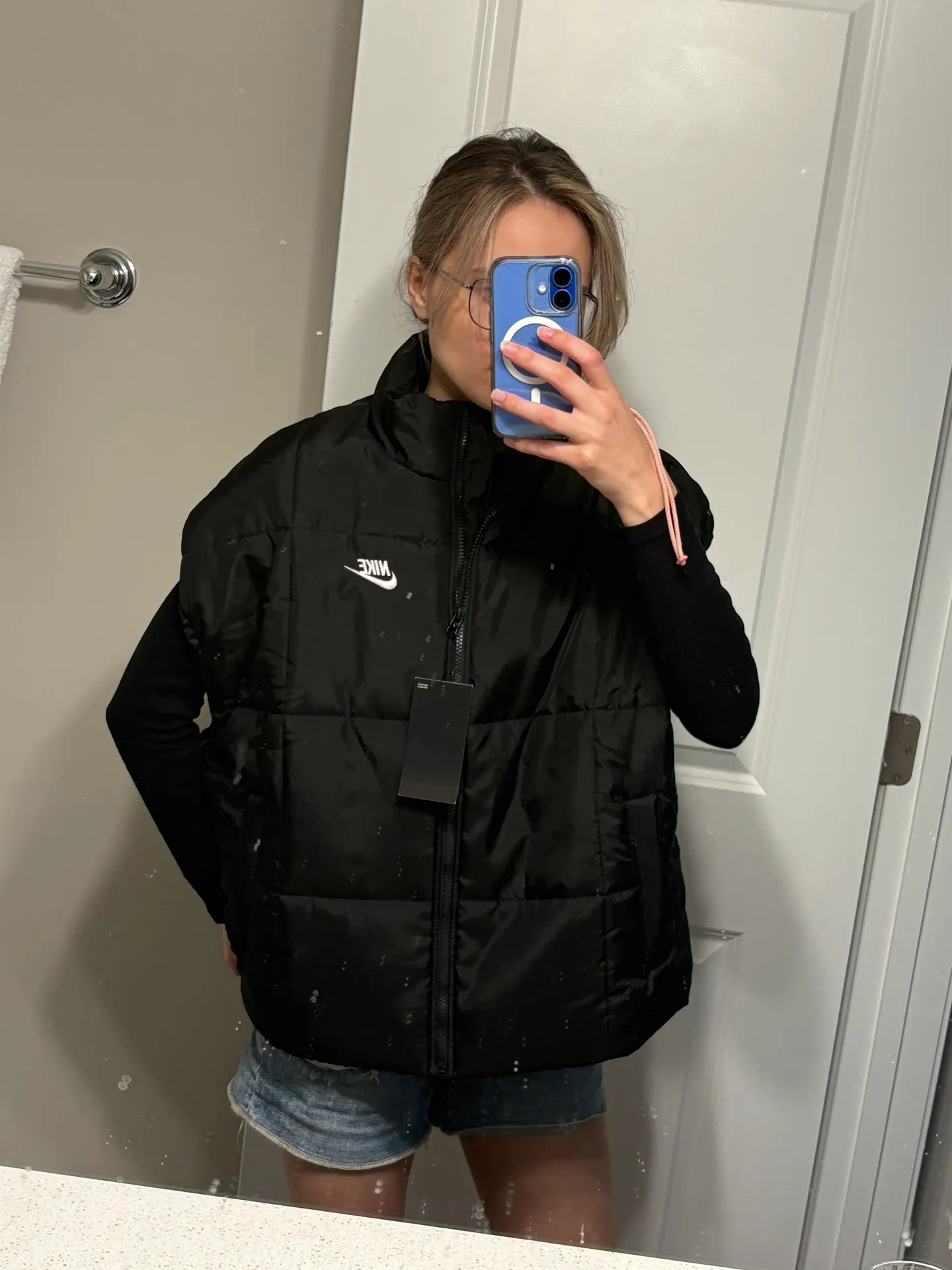 Sportswear Black Puffer Vest Therma-Fit Oversized FB7679-010 Women's M - Image 12