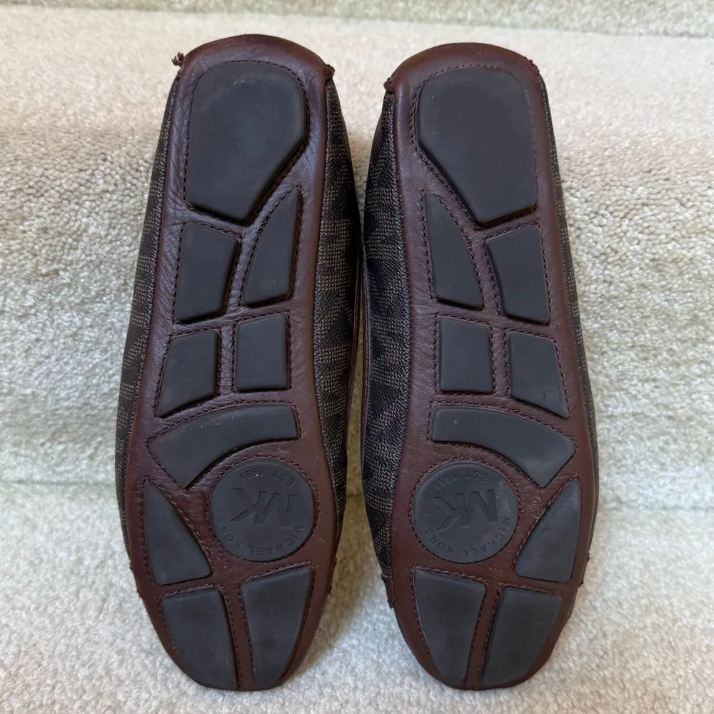 Michael Kors Fulton Studded Logo Moccasin Flats Brown Size 8M - Image 7