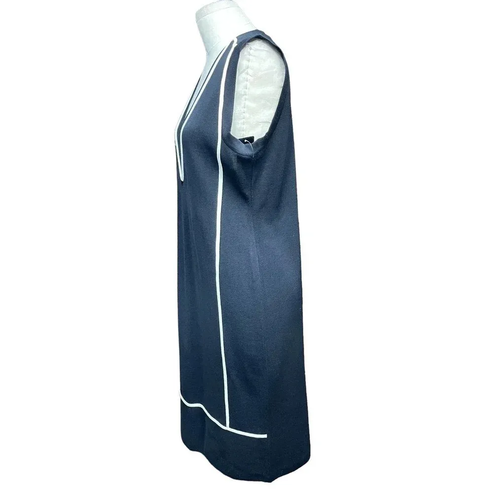 Misook Collection‎ Black White Piped Knit Sheath Dress Size Medium - Image 4