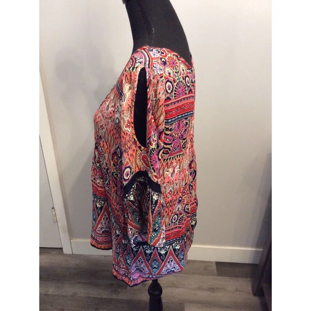Boho Tunic Size XXL Cold shoulder bell sleeves Round Neckline - Image 2