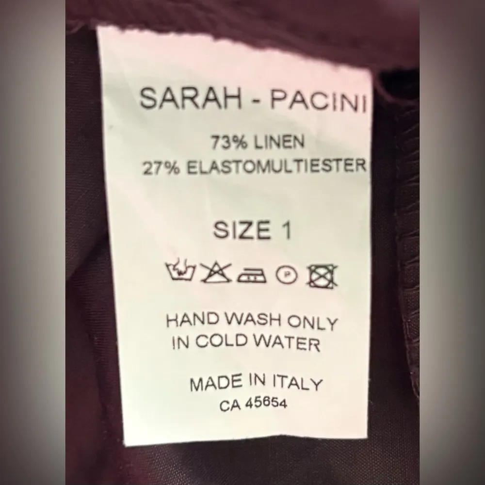 Sarah Pacini Sofie stretch linen pant size small Purple - Image 8