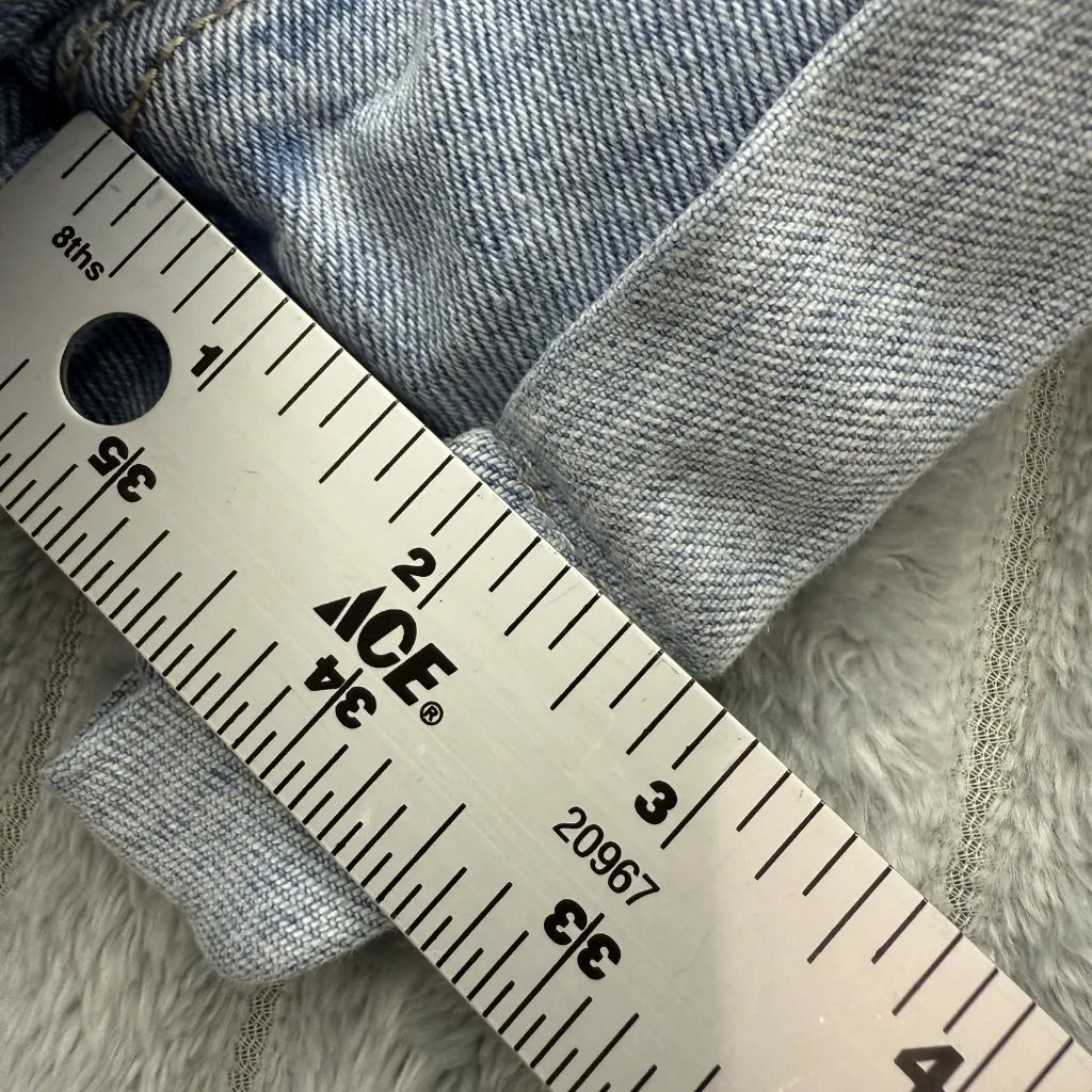 Stradivarius Shorts Womens Size US 10 Mom Slim Fit High Rise Blue Denim Cuffed - Image 6