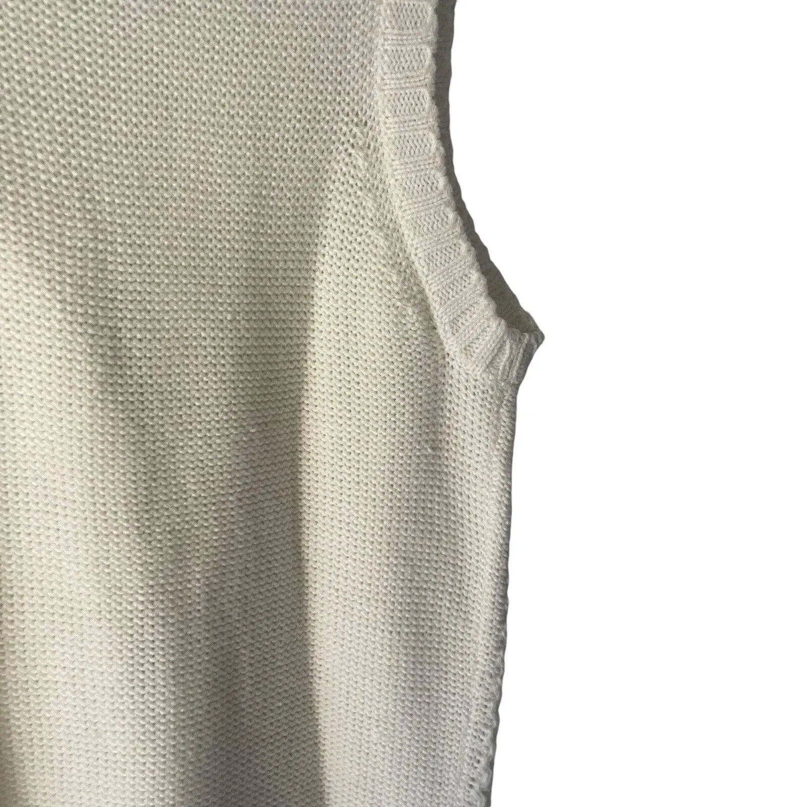 Yarn Art Size Small Ivory Cable Knit Fisherman Toggle Buttons Sweater Vest White - Image 5