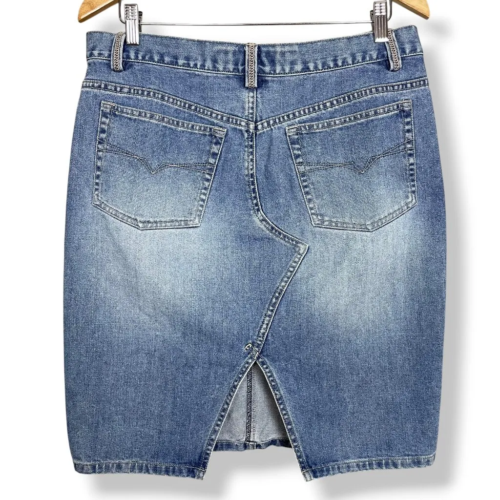 Vintage Y2K Guess Denim Skirt Medium Wash Women Jean‎ Mini Cotton Classic Blue - Image 2