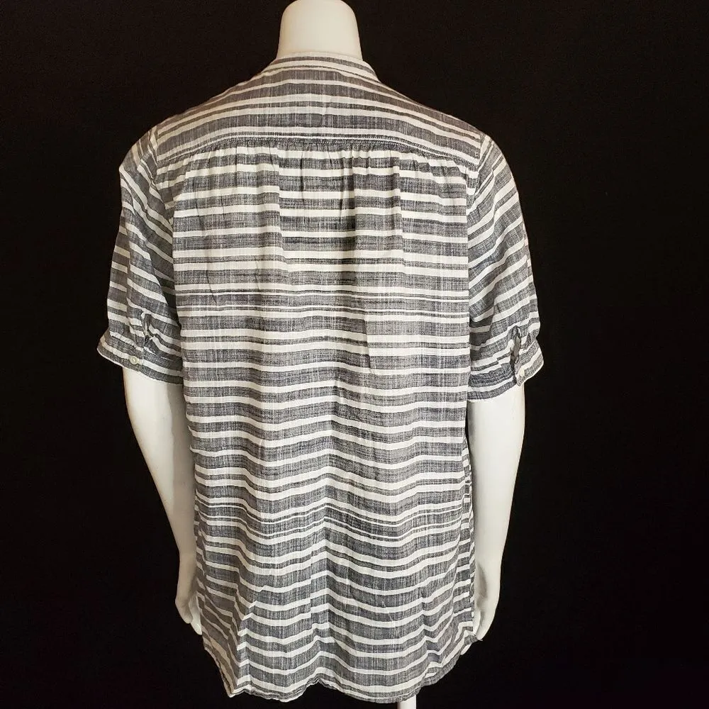 J. Crew Blue & White Striped Gauze Tunic (S) - Image 6