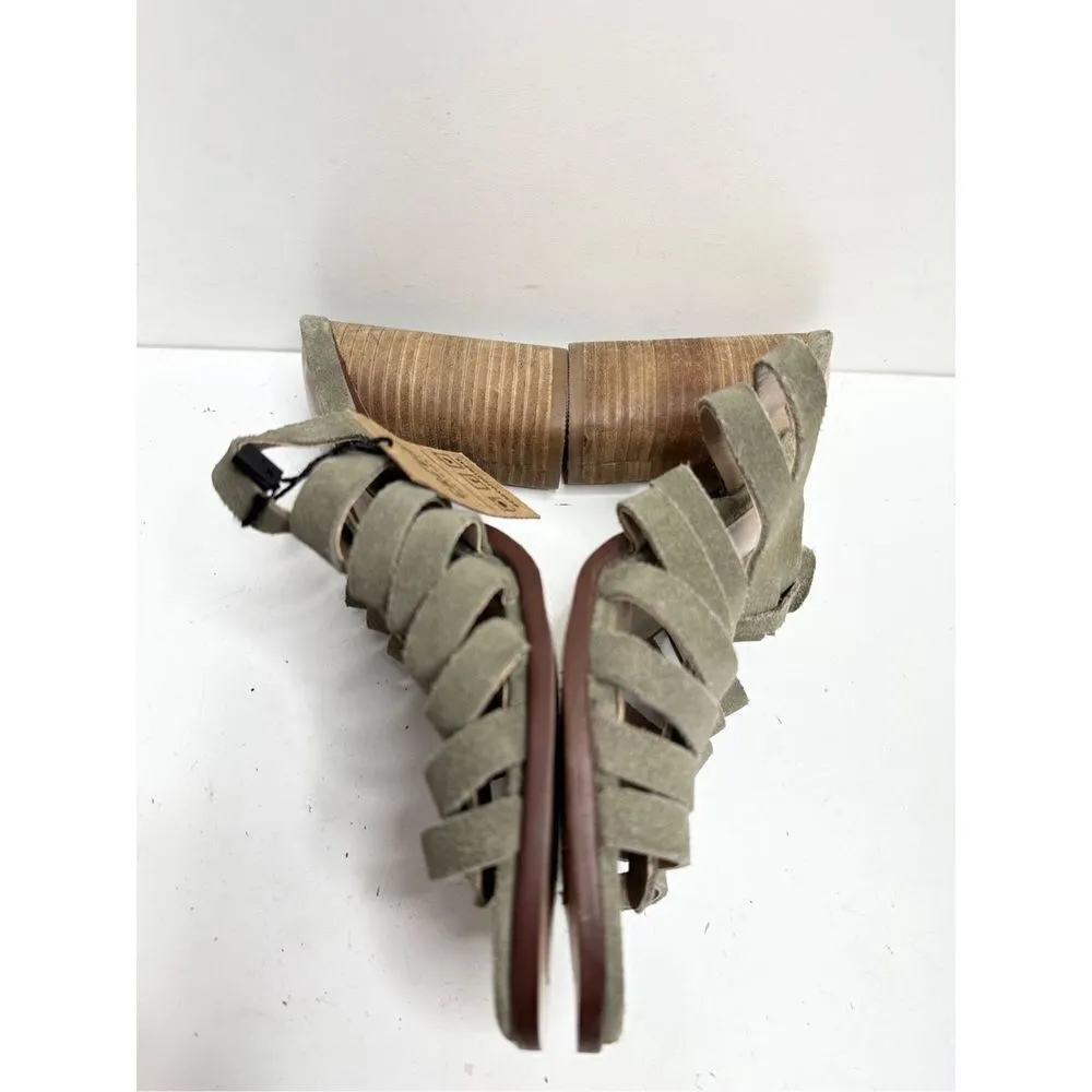 Crevo Hazelle Block Heel Mule Womens 7.5 Sage Slip On Leather Suede Sandal Green - Image 6