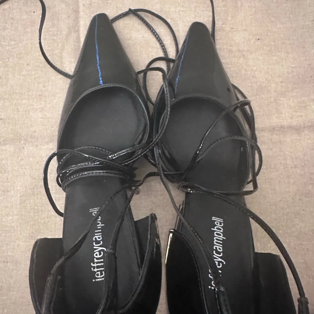 Jeffrey Campbell Black Patent Heels with gold invisible heels worn once! - Image 5