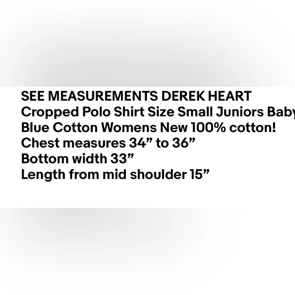 DEREK HEART Cropped Polo Shirt Size Small Juniors Baby Blue Cotton Womens New - Image 7