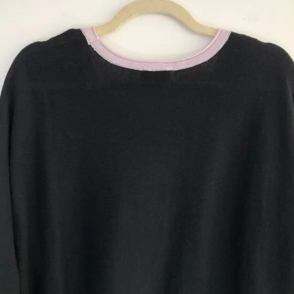 New  Convertible Side Slit Sweater Contrast Trim Black Purple - Image 9