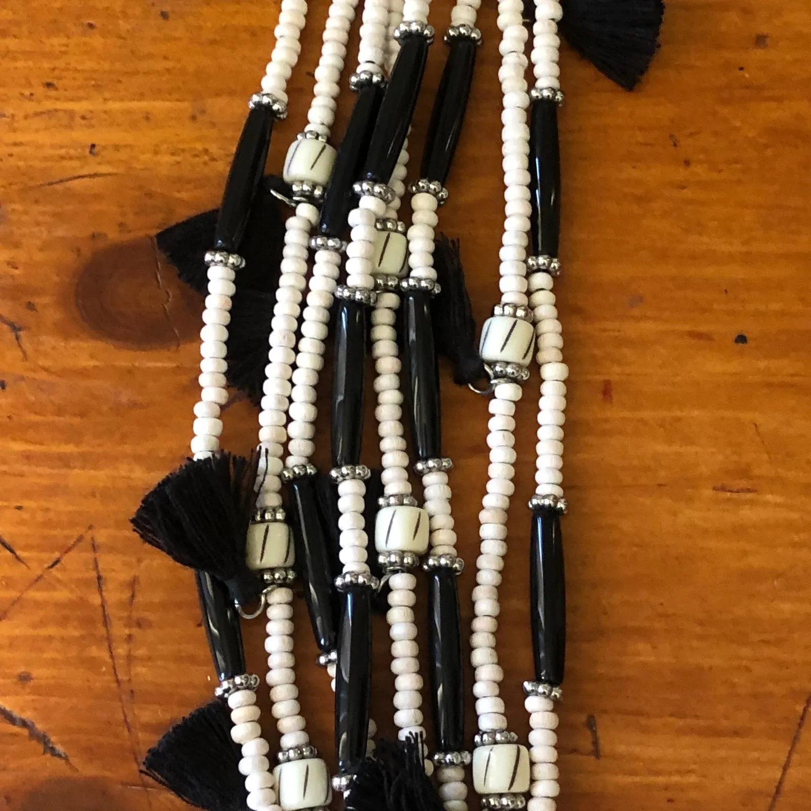 Chico's 2 Piece Beaded Fringe Set Earrings And Multi-Strand Magnetic Bracelet - Image 10