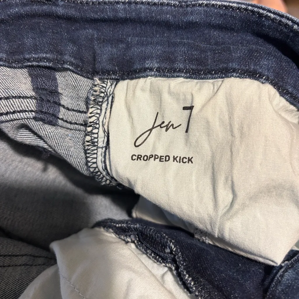 Jen 7 By 7 For All Mankind Kick Crop Dark Denim Jean Size 18 Stretch Casual Fall - Image 6