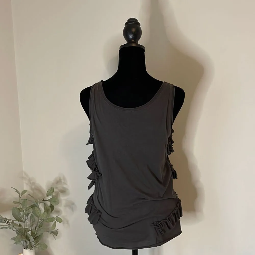 J Crew Ruffled Tank Top. Charcoal‎ Gray. Size Small Gray - Image 3