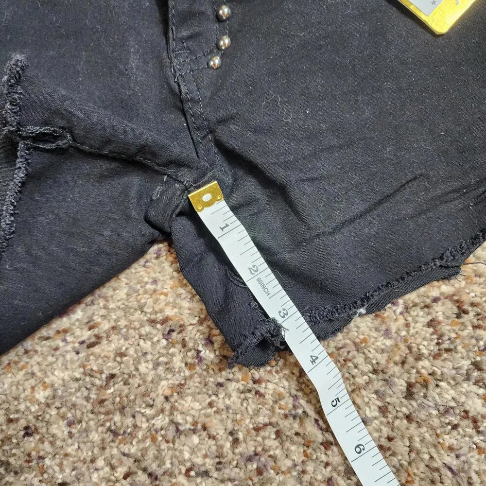 Celebrity Ace Women's Shorts Black Studded Denim Size Teens 1/25 - Image 7