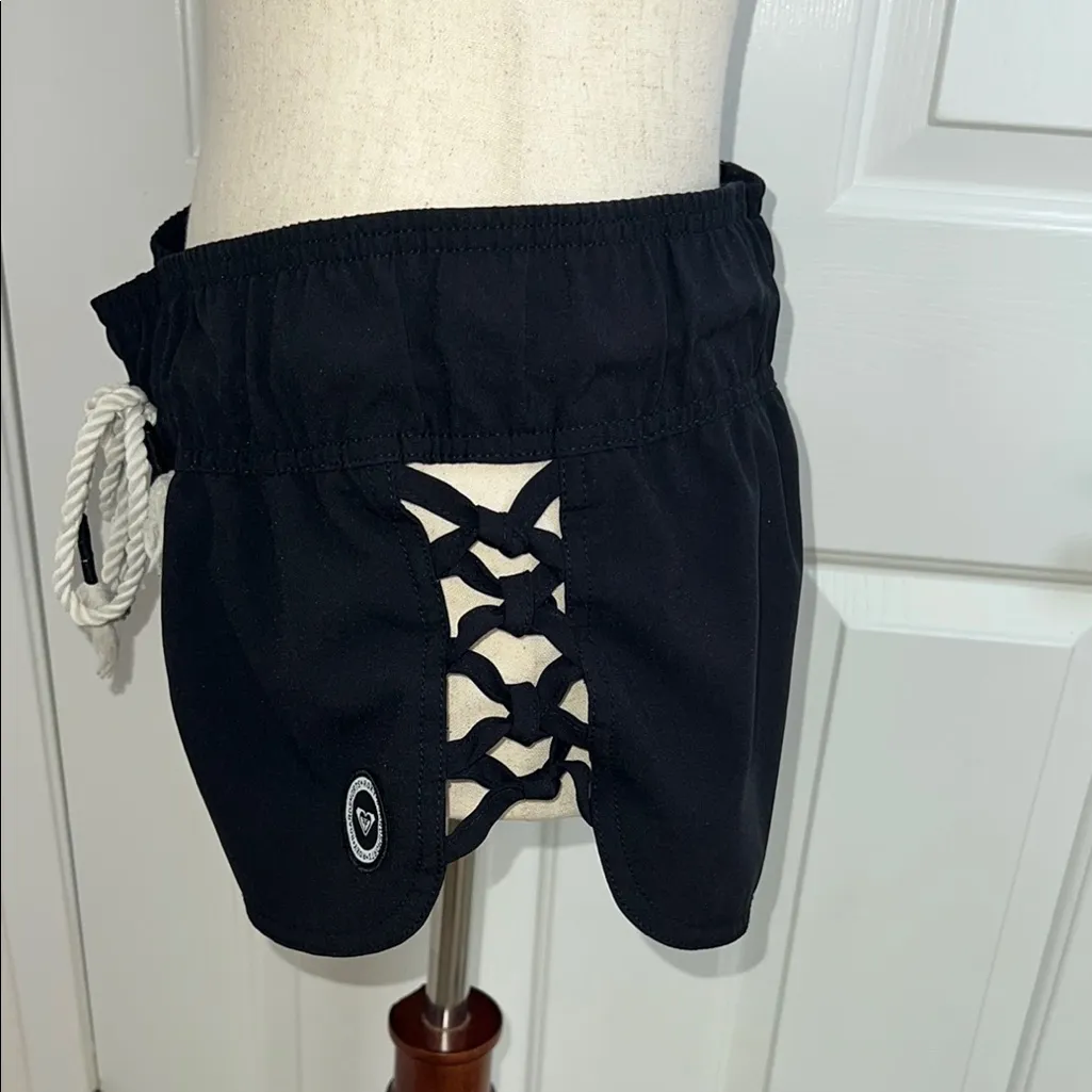 Roxy Black and White Athletic Shorts with Drawstring Waist‎ - Image 4