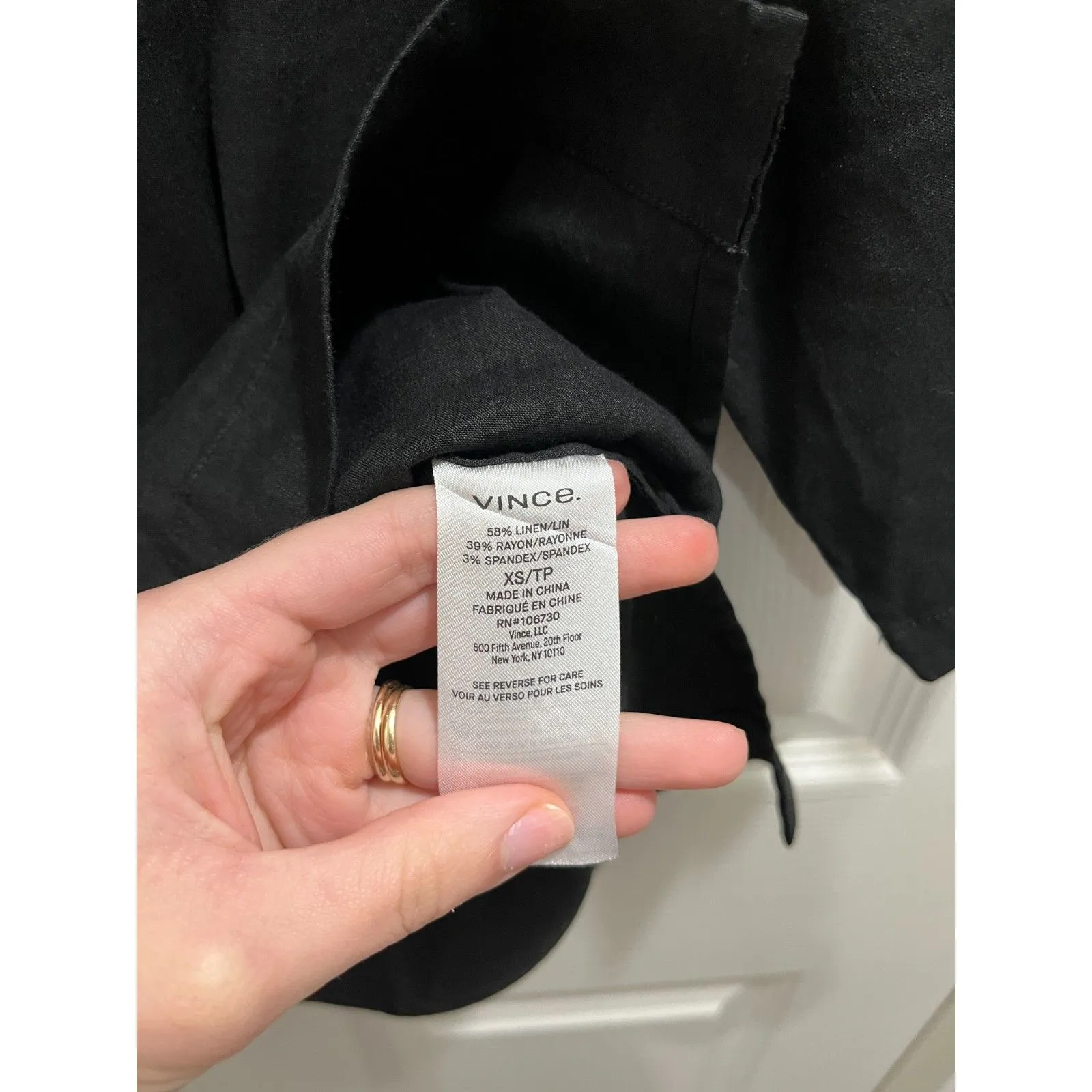 VINCE Linen Spandex Blend Slouchy Oversized Boxy Fit Top Size XS Blouse Black - Image 4