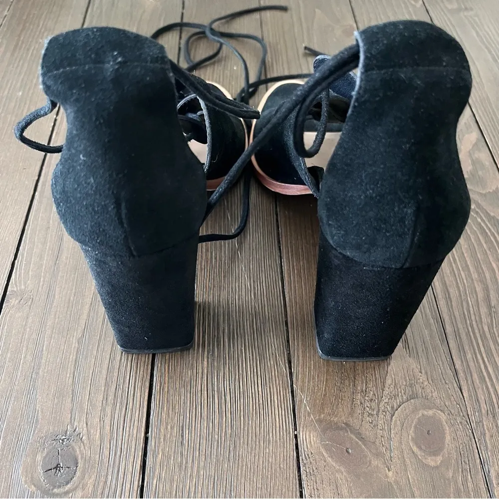 Loeffler Randall Helene Kid Suede Lace-Up Sandals in Black - Image 6