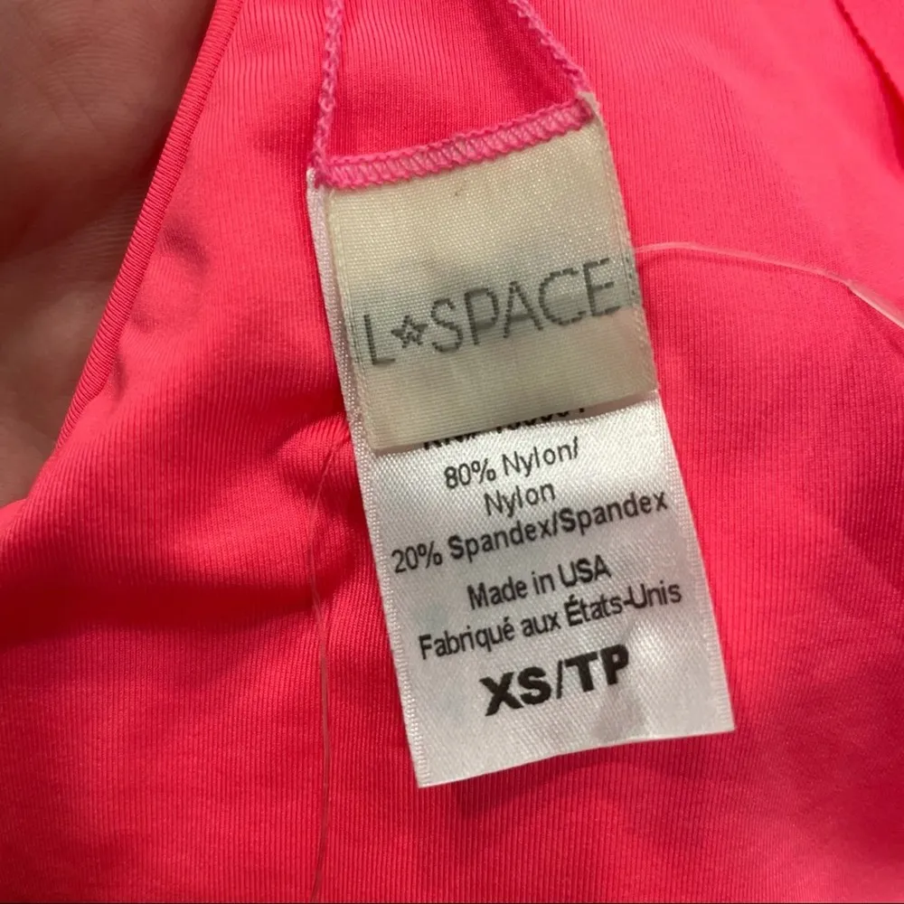 L*Space Women's Neon Pink Ruffle Strapless Lynn Tube  Bikini Swim Top sz XS - Image 6