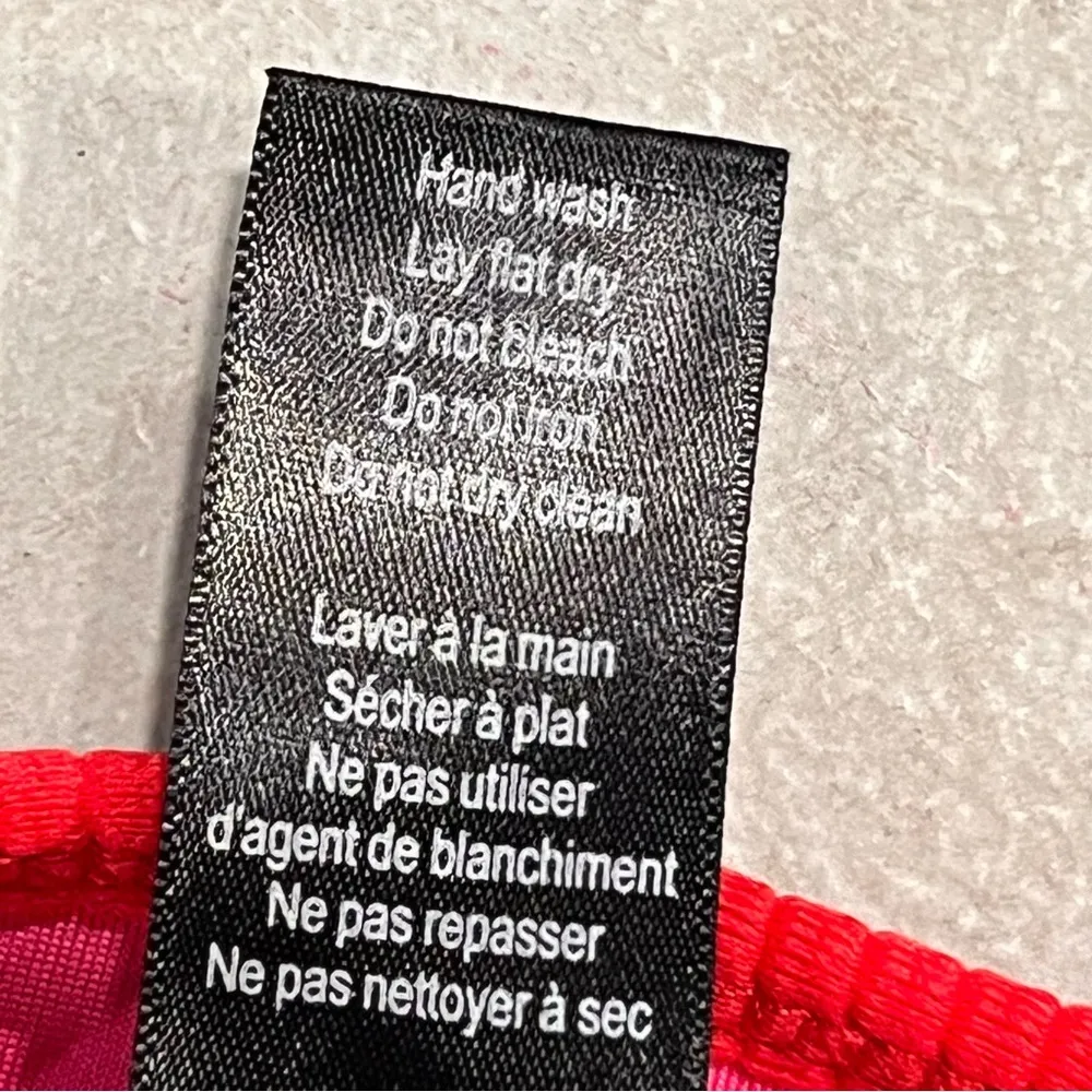 Beach Riot Fuschia Red Neon Pink Color Block Ribbed Bikini Swim Top size XS - Image 9