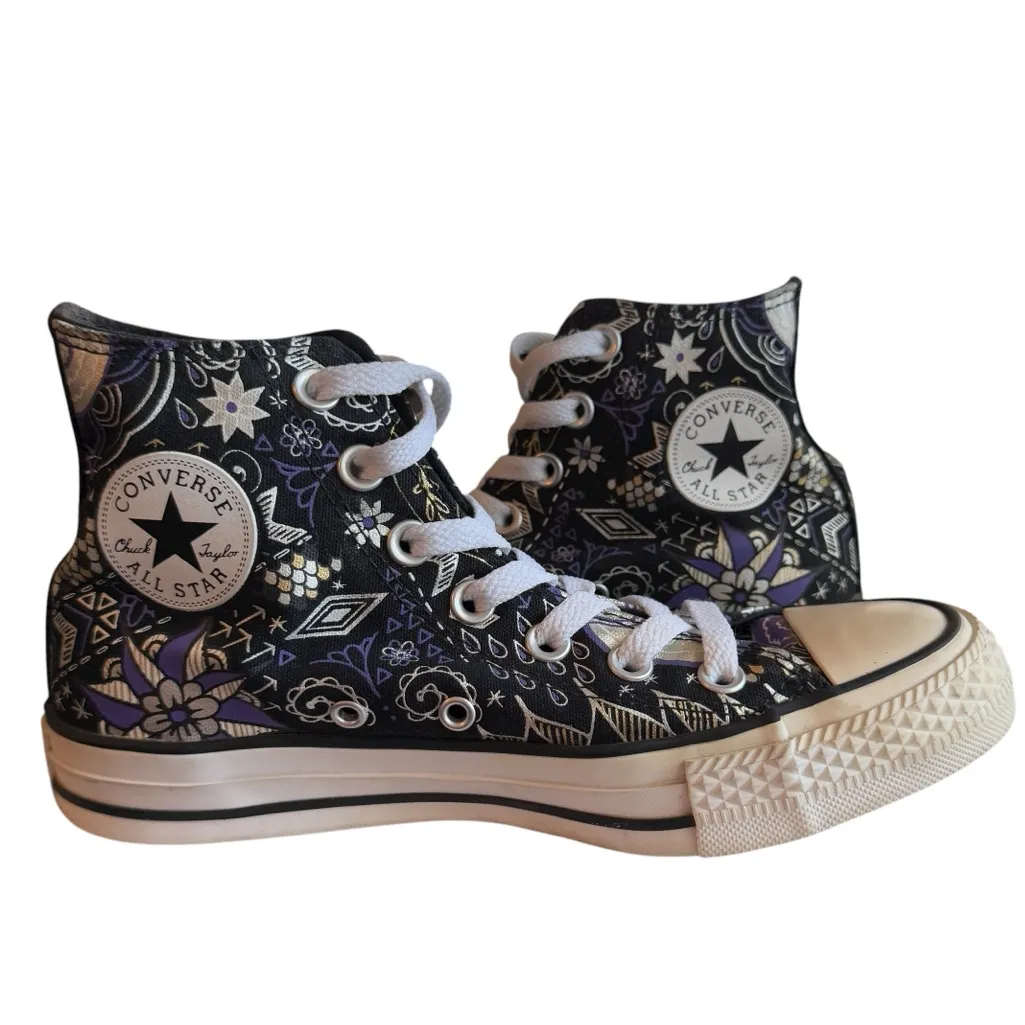 Converse All Star High Top Shoes Black/Electric Purple/White Women's 6 Purple - Image 4